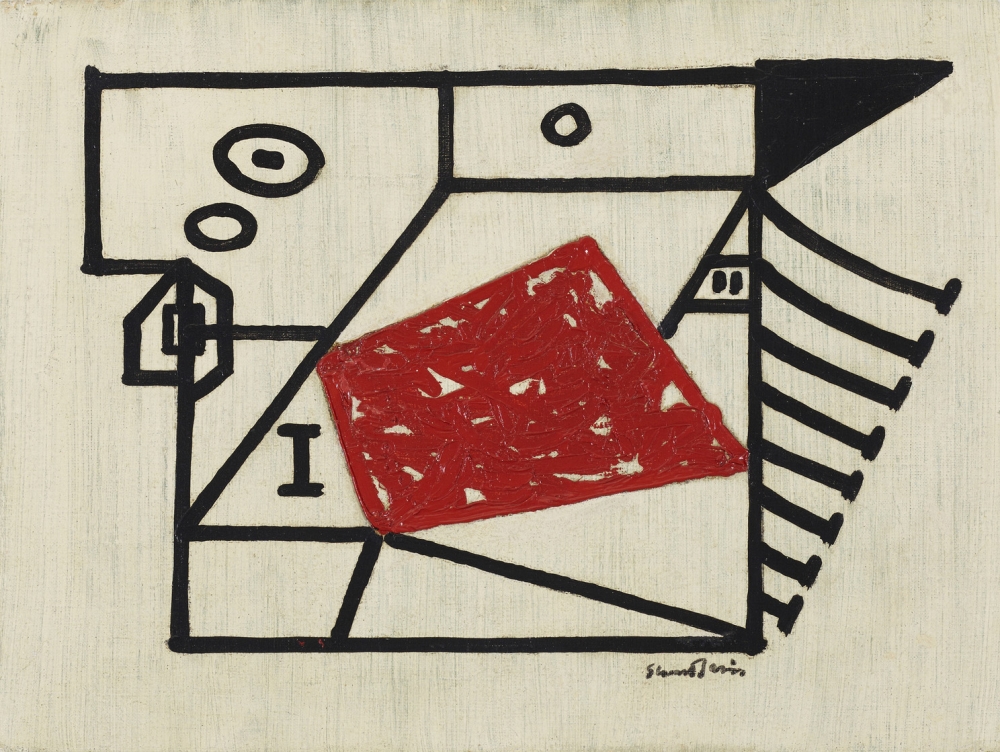 Davis&nbsp;Composition with Red Polygon,&nbsp;1941
Oil on canvas, 12 x 16 inches. Private collection