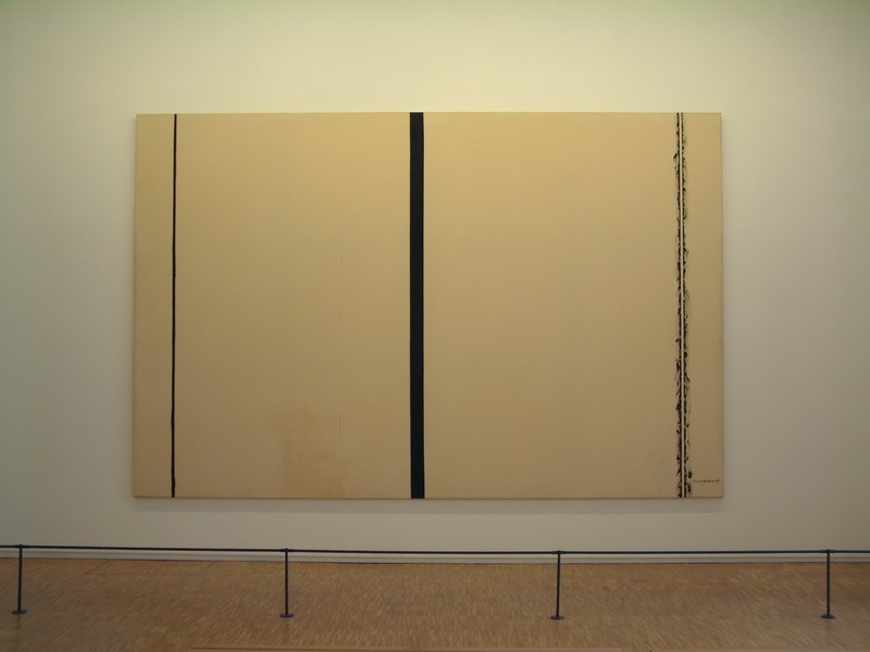 Barnett Newman,&nbsp;Shining Forth (To George), 1961.

Oil on exposed canvas, 114 x 174 inches.

Mus&eacute;e National d&#39;Art Moderne, Centre Georges Pompidou, Paris.