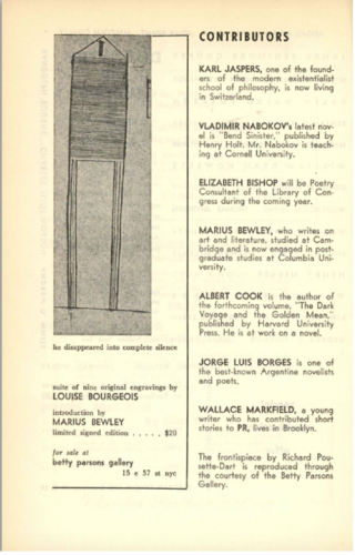 Partisan Review vol. XVI, no. 9 (September 1949), with advertisement for Louise Bourgeois, He Disappeared into Complete Silence, 1947
